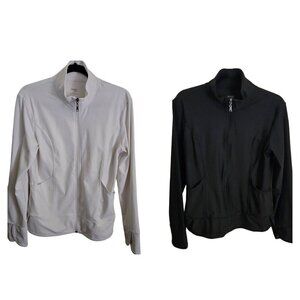 Danskin Now Lot Of 2 Black White Full Zip Mock Neck Track Jacket Size L